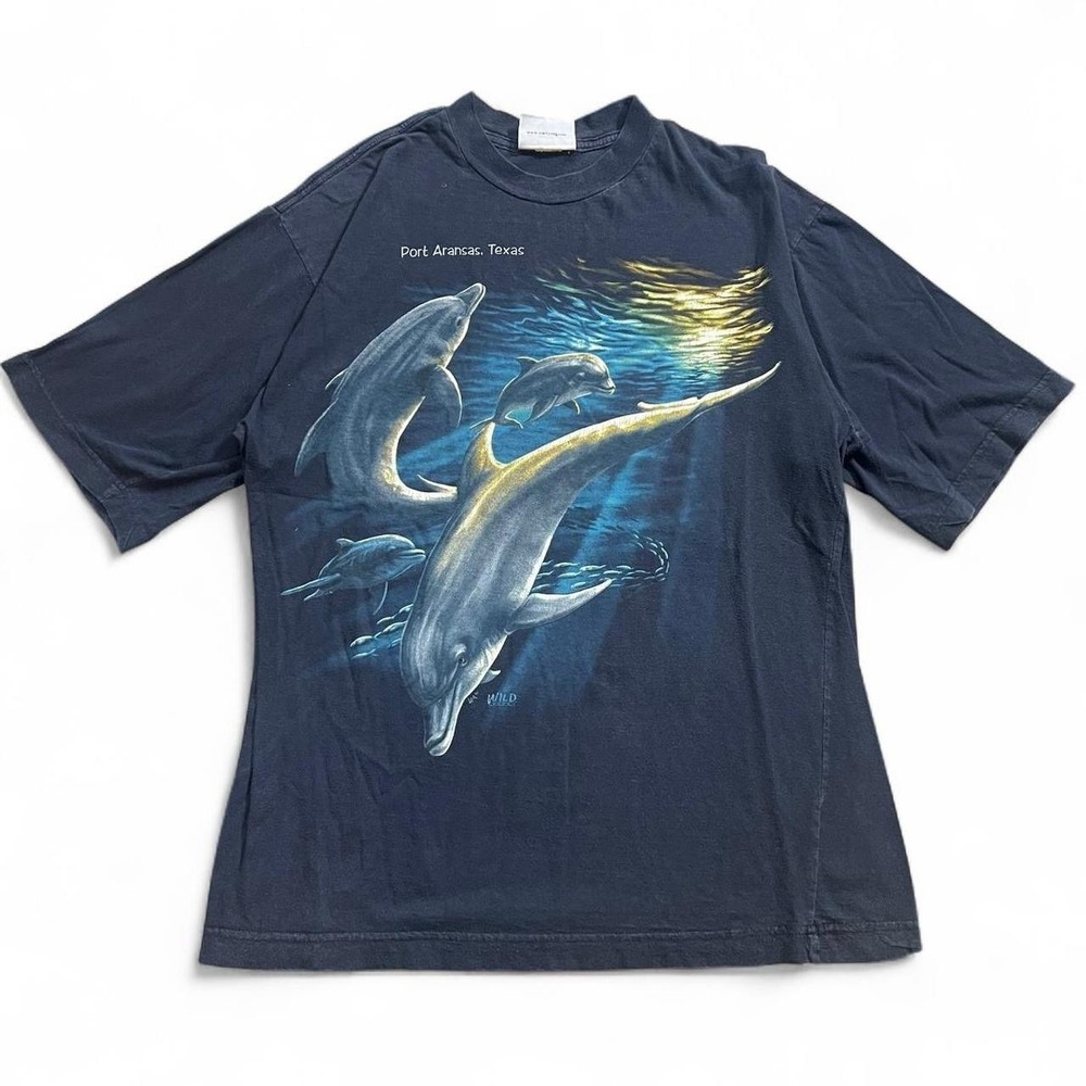 Vintage Port Aransas Texas Dolphin T-Shirt Size Large Sherry Resortwear